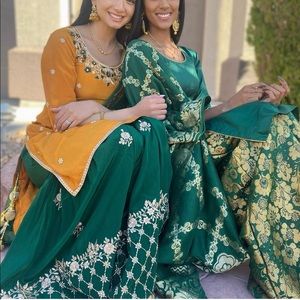 Mustard yellow and green suit